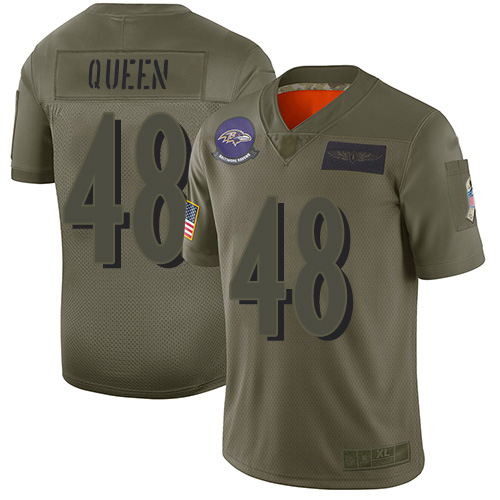 Nike Ravens #48 Patrick Queen Camo Youth Stitched NFL Limited 2019 Salute To Service Jersey